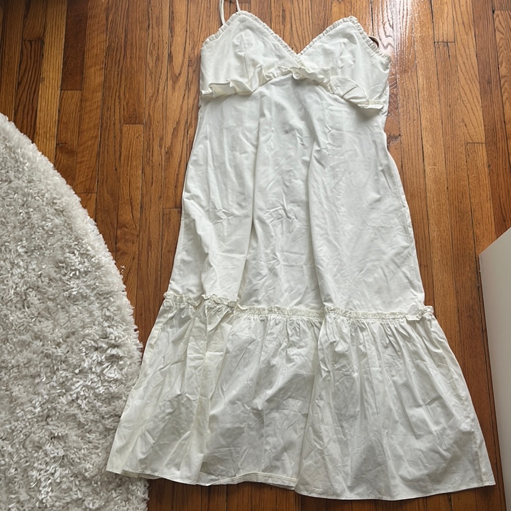BRIDES - White TopShop size 14 midi dress with ruffles